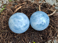 Polished Blue Calcite Spheres x 4 From Madagascar