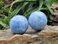 Polished Blue Calcite Spheres x 4 From Madagascar