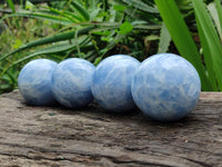 Polished Blue Calcite Spheres x 4 From Madagascar