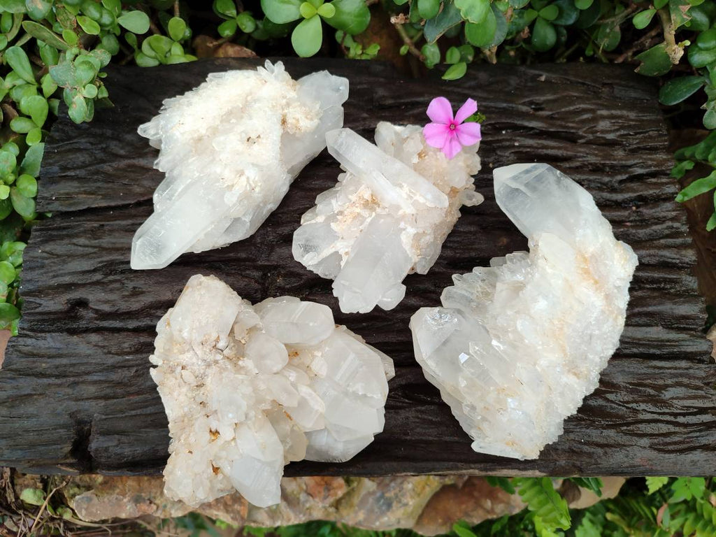 Natural Quartz Crystal Clusters x 4 From Madagascar - Toprock Gemstones and Minerals 