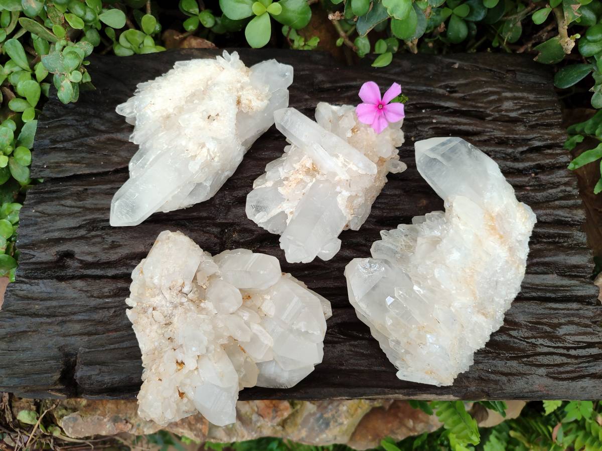 Natural Quartz Crystal Clusters x 4 From Madagascar - Toprock Gemstones and Minerals 