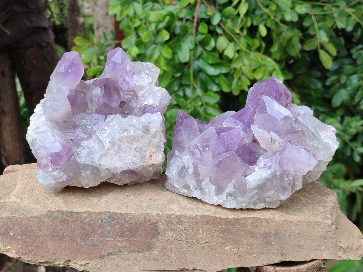 Natural Jacaranda Amethyst Quartz Clusters x 2 From Mumbwa, Zambia - Toprock Gemstones and Minerals 