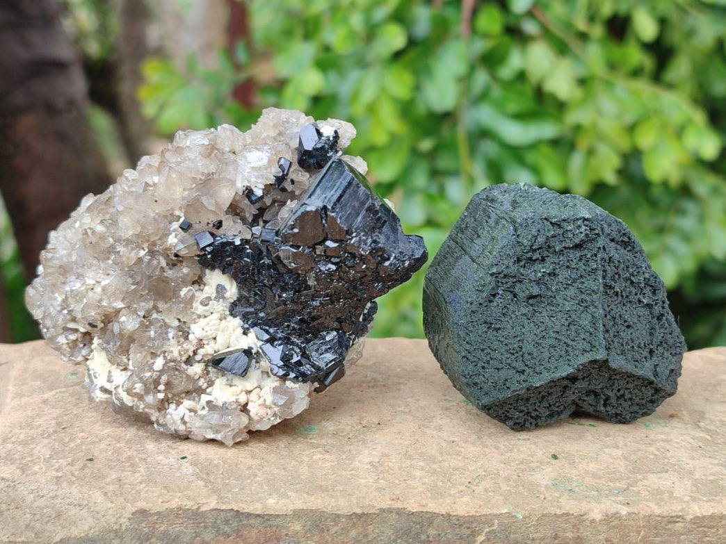 Natural Schorl Black Tourmaline with Associated Minerals x 6 From Erongo, Namibia - Toprock Gemstones and Minerals 