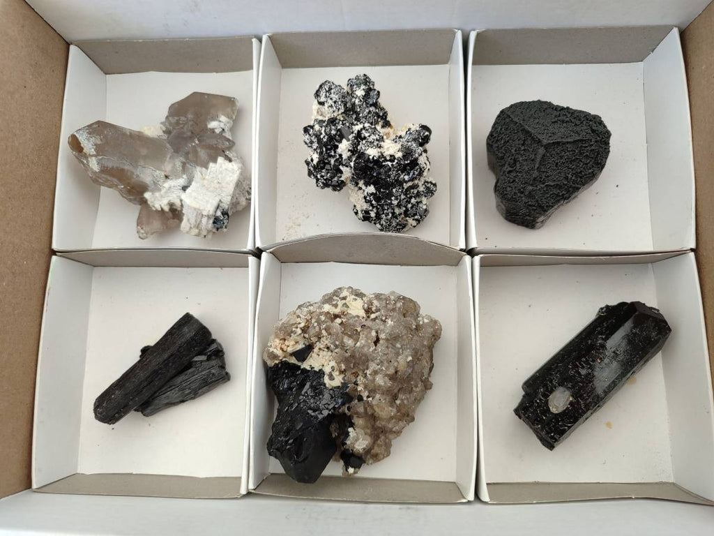 Natural Schorl Black Tourmaline with Associated Minerals x 6 From Erongo, Namibia - Toprock Gemstones and Minerals 