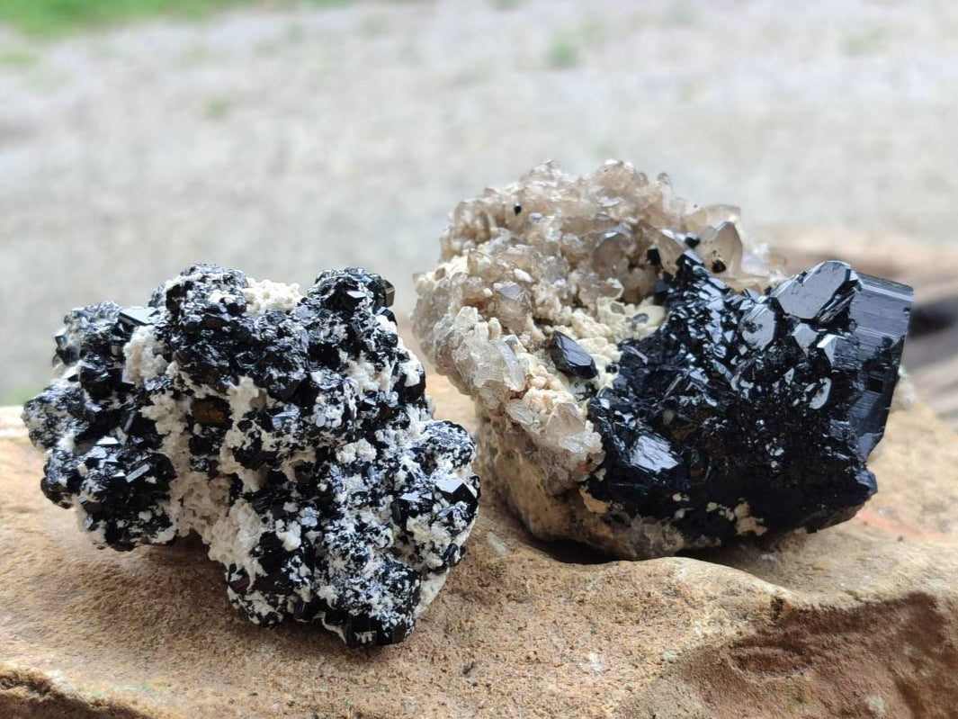 Natural Schorl Black Tourmaline with Associated Minerals x 6 From Erongo, Namibia - Toprock Gemstones and Minerals 