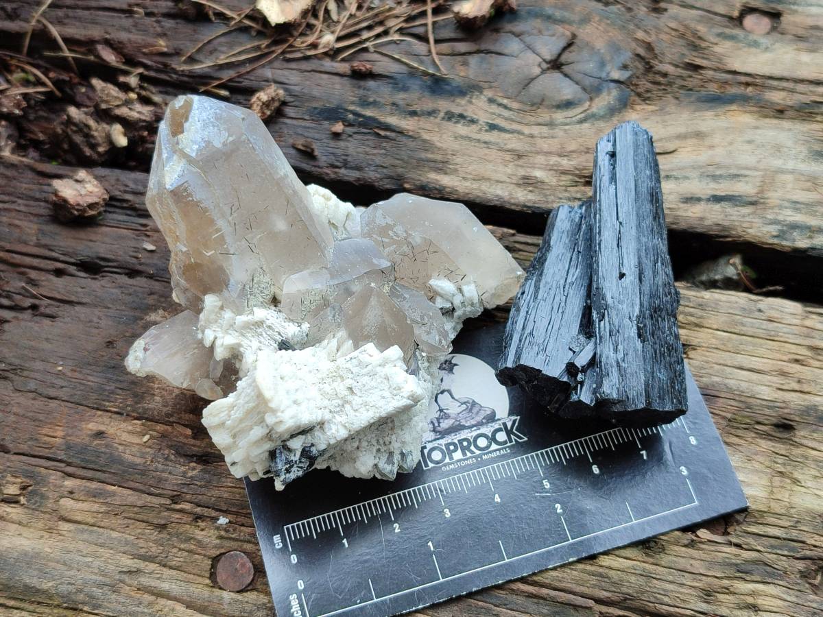 Natural Schorl Black Tourmaline with Associated Minerals x 6 From Erongo, Namibia - Toprock Gemstones and Minerals 