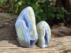 Polished Blue Lace Agate Standing Free Forms x 2 From Nsanje, Malawi - Toprock Gemstones and Minerals 