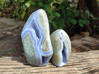 Polished Blue Lace Agate Standing Free Forms x 2 From Nsanje, Malawi
