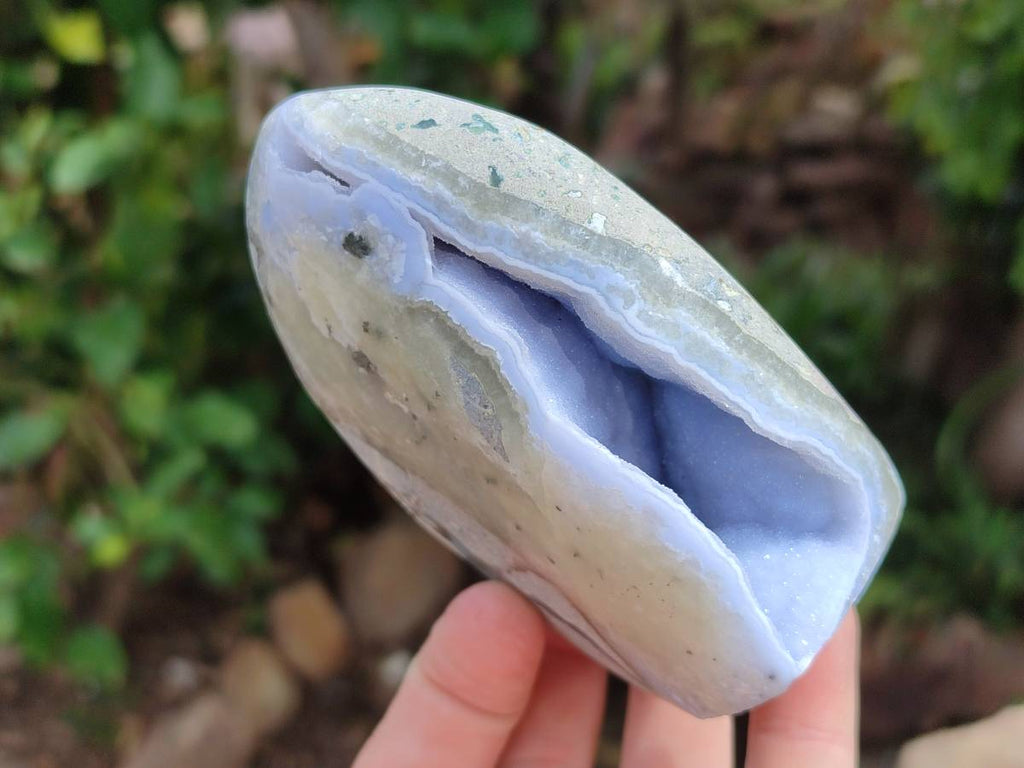 Polished Blue Lace Agate Standing Free Forms x 2 From Nsanje, Malawi - Toprock Gemstones and Minerals 