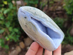 Polished Blue Lace Agate Standing Free Forms x 2 From Nsanje, Malawi - Toprock Gemstones and Minerals 