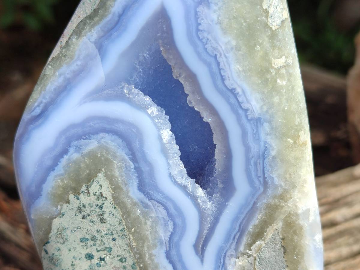 Polished Blue Lace Agate Standing Free Forms x 2 From Nsanje, Malawi - Toprock Gemstones and Minerals 