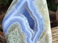 Polished Blue Lace Agate Standing Free Forms x 2 From Nsanje, Malawi