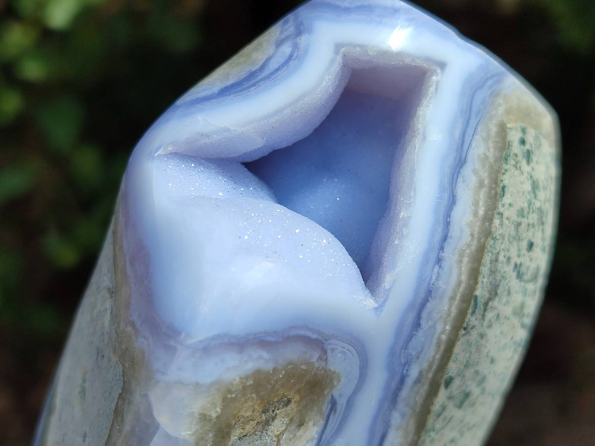 Polished Blue Lace Agate Standing Free Forms x 2 From Nsanje, Malawi - Toprock Gemstones and Minerals 