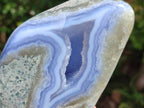 Polished Blue Lace Agate Standing Free Forms x 2 From Nsanje, Malawi - Toprock Gemstones and Minerals 