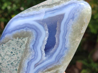Polished Blue Lace Agate Standing Free Forms x 2 From Nsanje, Malawi