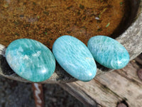 Polished Amazonite Palm Stones x 35 From Madagascar