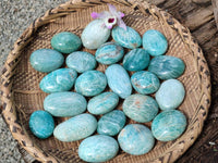 Polished Amazonite Palm Stones x 35 From Madagascar