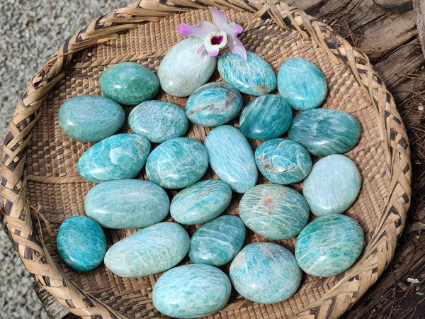 Polished Amazonite Palm Stones x 35 From Madagascar