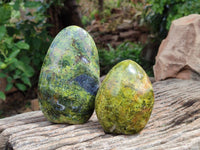 Polished Green Opal Standing Free Form x 3 From Betroka, Madagascar