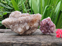 Natural Amethyst Spirit Quartz And Smokey Limonite Clusters x 2 From Boekenhouthoek, South Africa