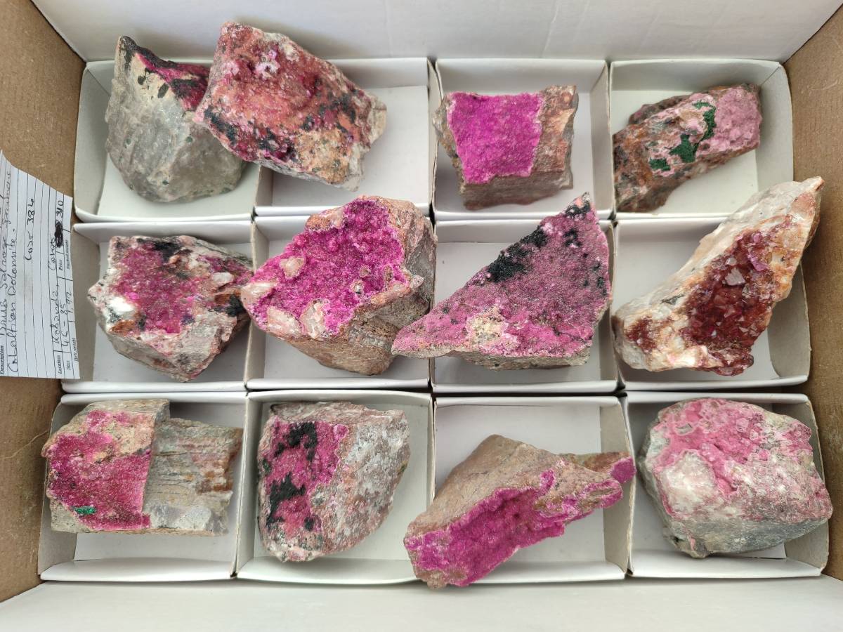 Natural Salrose Cobaltion Dolomite Specimens x 12 From Kakanda, Congo - Toprock Gemstones and Minerals 