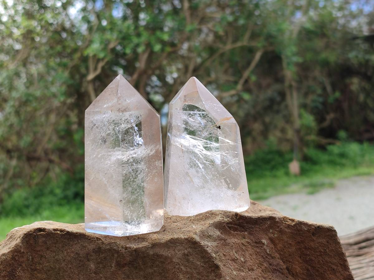 Polished Clear Quartz Crystals x 6 From Madagascar - Toprock Gemstones and Minerals 