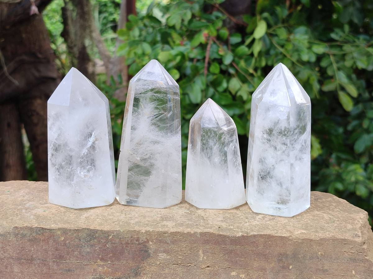 Polished Clear Quartz Crystals x 6 From Madagascar - Toprock Gemstones and Minerals 