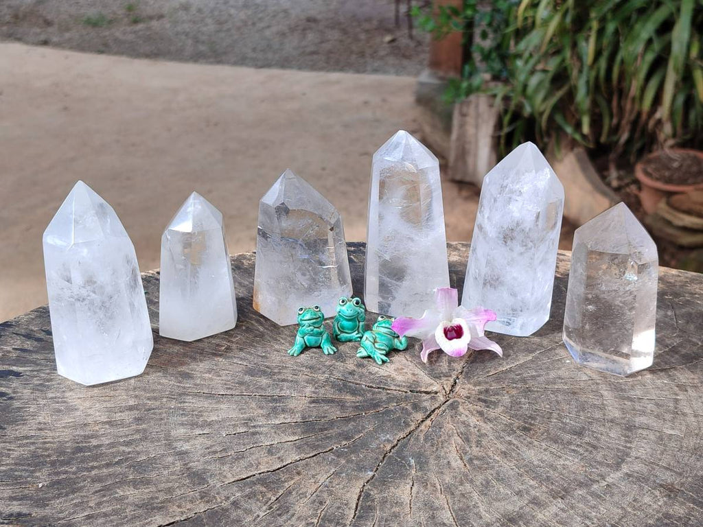 Polished Clear Quartz Crystals x 6 From Madagascar - Toprock Gemstones and Minerals 