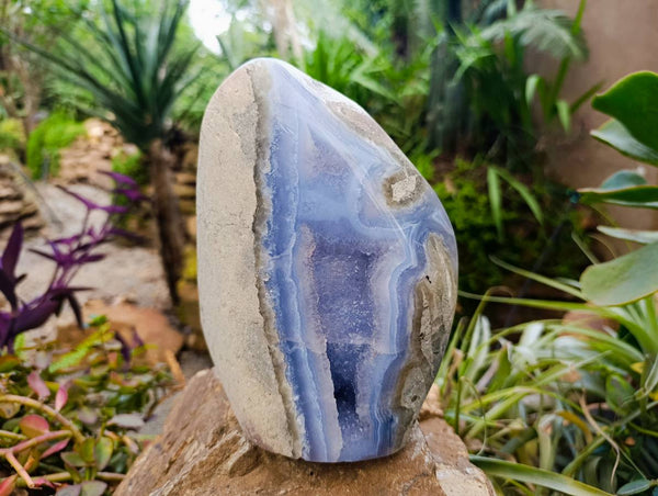 Polished Blue Lace Agate Standing Free Form x 1 From Nsanje, Malawi