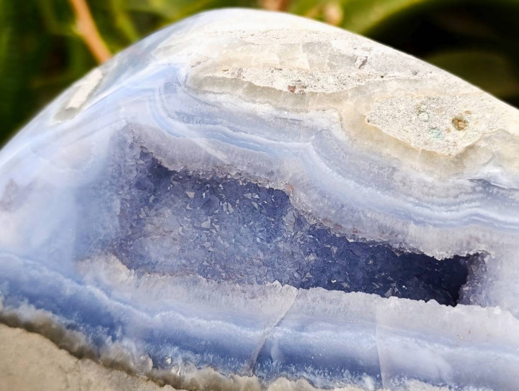Polished Blue Lace Agate Standing Free Form x 1 From Nsanje, Malawi - Toprock Gemstones and Minerals 