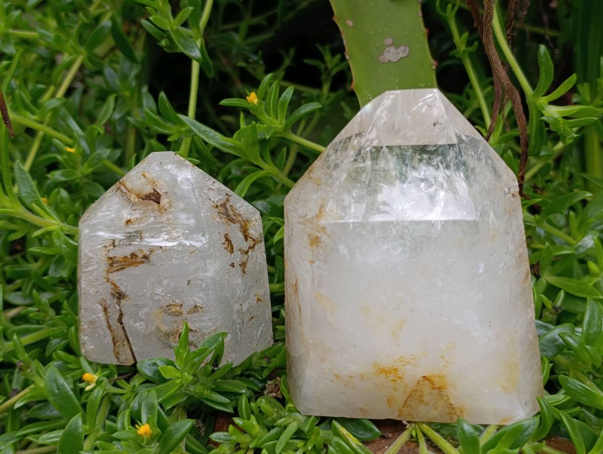 Polished Window Quartz Crystals x 3 From Madagascar - Toprock Gemstones and Minerals 