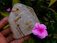 Polished Window Quartz Crystals x 3 From Madagascar