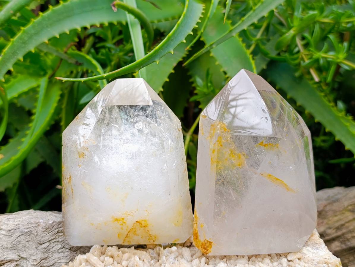 Polished Window Quartz Crystals x 3 From Madagascar - Toprock Gemstones and Minerals 