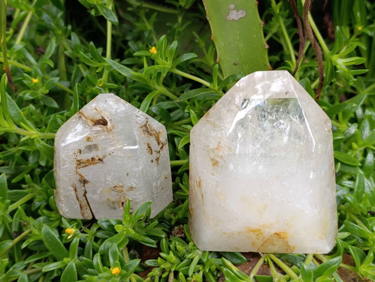 Polished Window Quartz Crystals x 3 From Madagascar - Toprock Gemstones and Minerals 