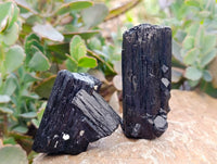 Natural Schorl Black Tourmaline with Smokey Quartz x 6 From Erongo, Namibia