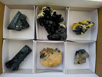 Natural Schorl Black Tourmaline with Smokey Quartz x 6 From Erongo, Namibia