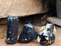 Natural Schorl Black Tourmaline with Smokey Quartz x 6 From Erongo, Namibia