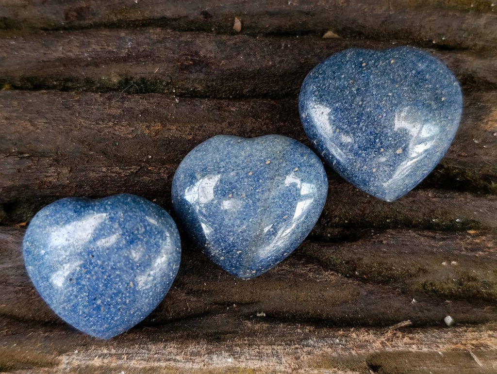 Polished Lazulite Hearts x 35 From Madagascar - Toprock Gemstones and Minerals 