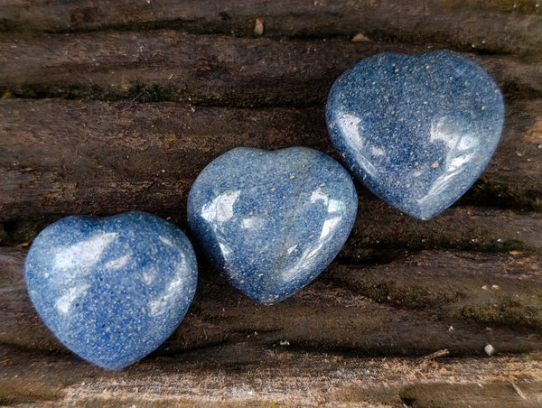 Polished Lazulite Hearts x 35 From Madagascar