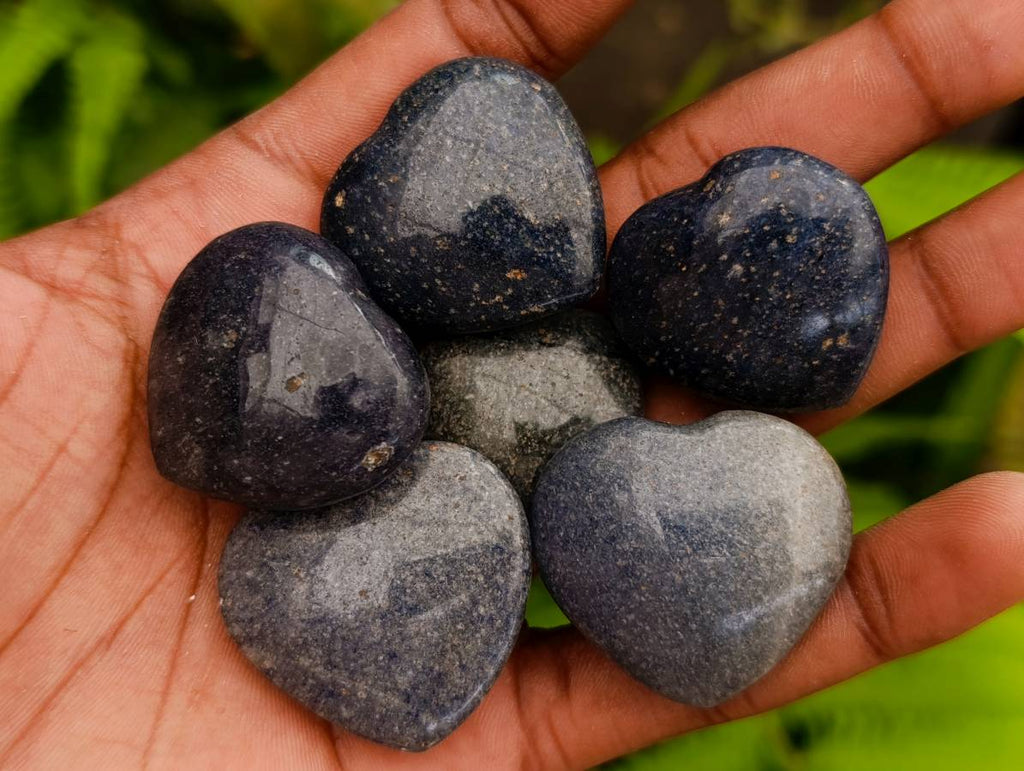Polished Lazulite Hearts x 35 From Madagascar - Toprock Gemstones and Minerals 