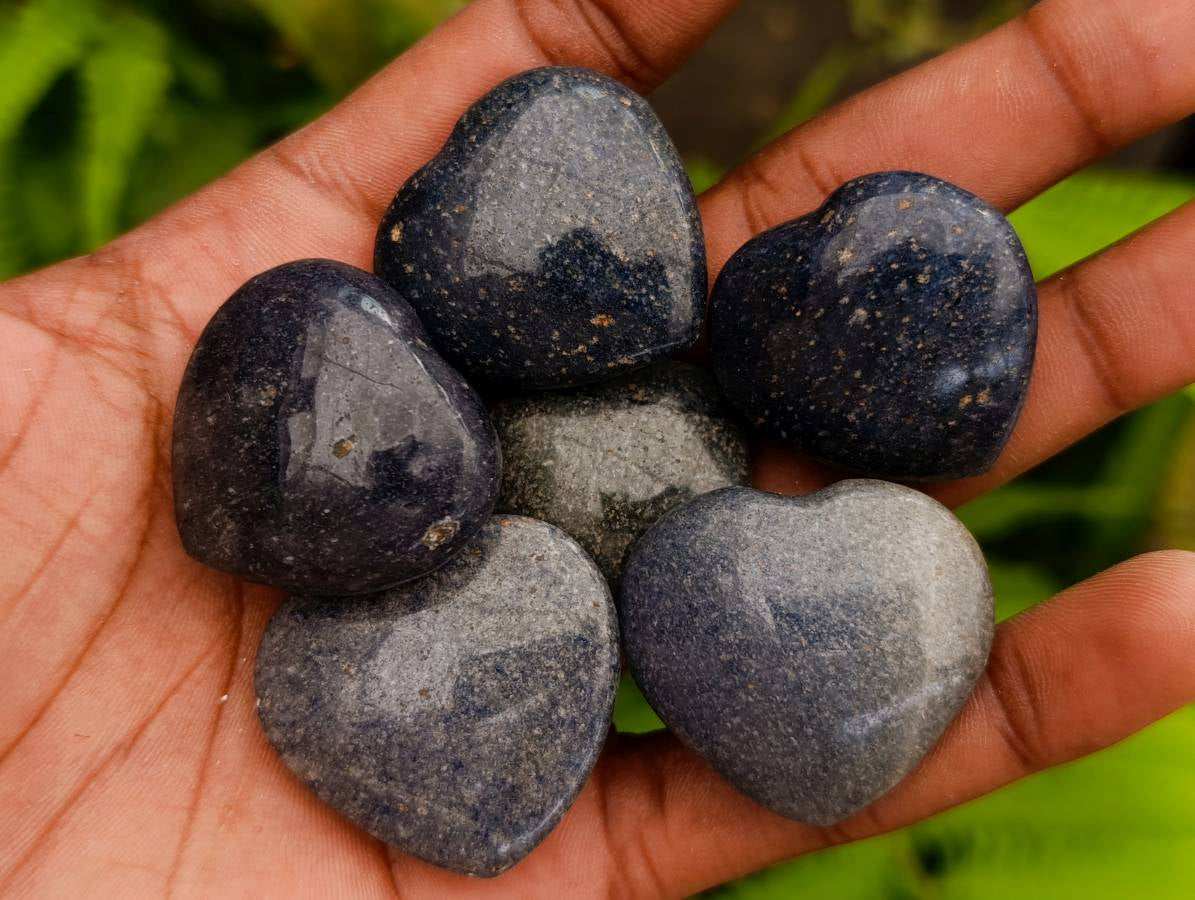 Polished Lazulite Hearts x 35 From Madagascar - Toprock Gemstones and Minerals 