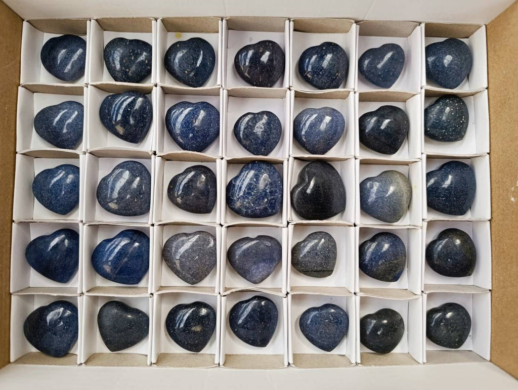 Polished Lazulite Hearts x 35 From Madagascar - Toprock Gemstones and Minerals 