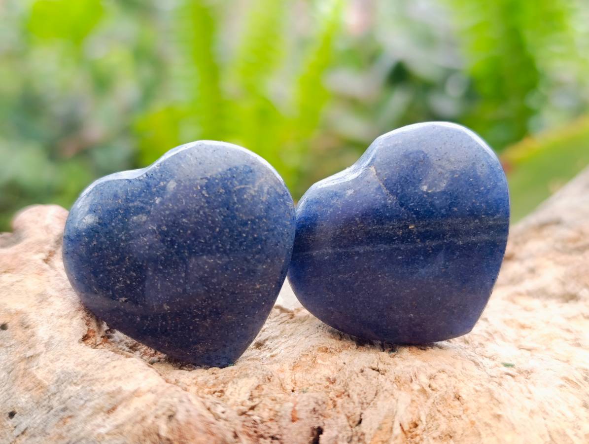 Polished Lazulite Hearts x 35 From Madagascar - Toprock Gemstones and Minerals 