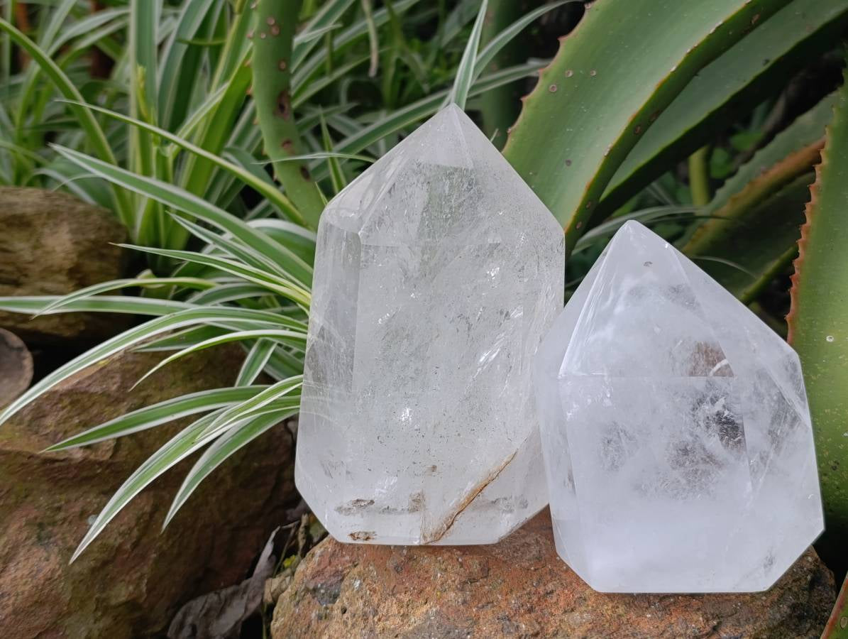Polished Clear Quartz Crystals x 2 From Madagascar - Toprock Gemstones and Minerals 