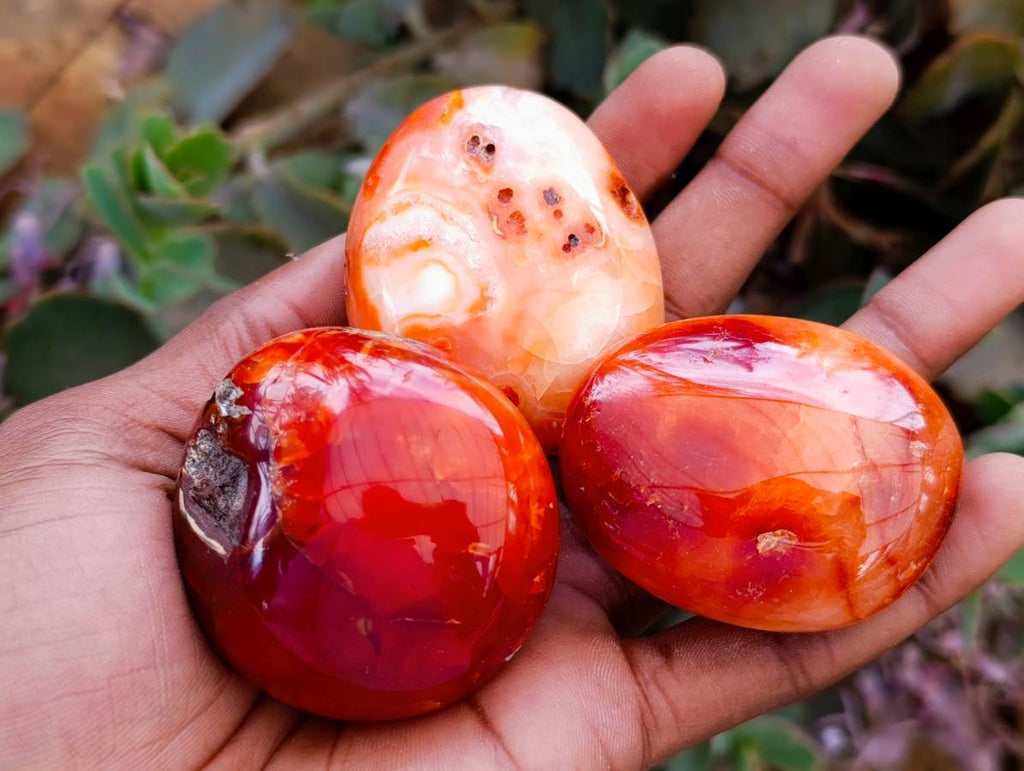 Polished Carnelian Agate Gemstone Galets x 20 From Madagascar - Toprock Gemstones and Minerals 