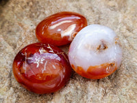 Polished Carnelian Agate Gemstone Galets x 20 From Madagascar