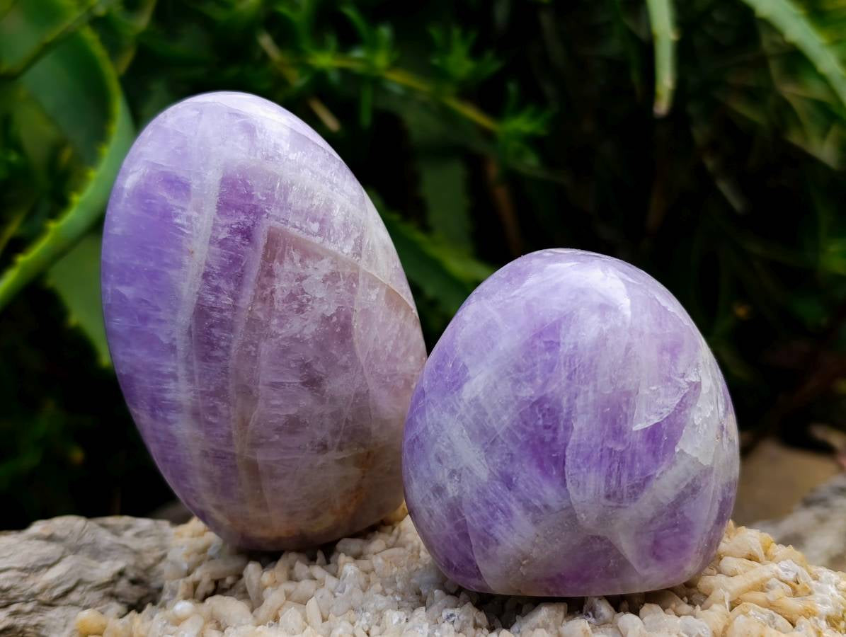 Polished Purple Chevron Amethyst Standing Free Form x 6 from Ankazobe, Madagascar - Toprock Gemstones and Minerals 