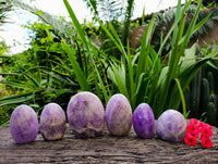 Polished Purple Chevron Amethyst Standing Free Form x 6 from Ankazobe, Madagascar