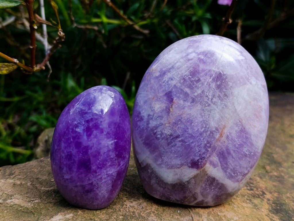 Polished Purple Chevron Amethyst Standing Free Form x 6 from Ankazobe, Madagascar - Toprock Gemstones and Minerals 