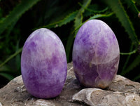 Polished Purple Chevron Amethyst Standing Free Form x 6 from Ankazobe, Madagascar